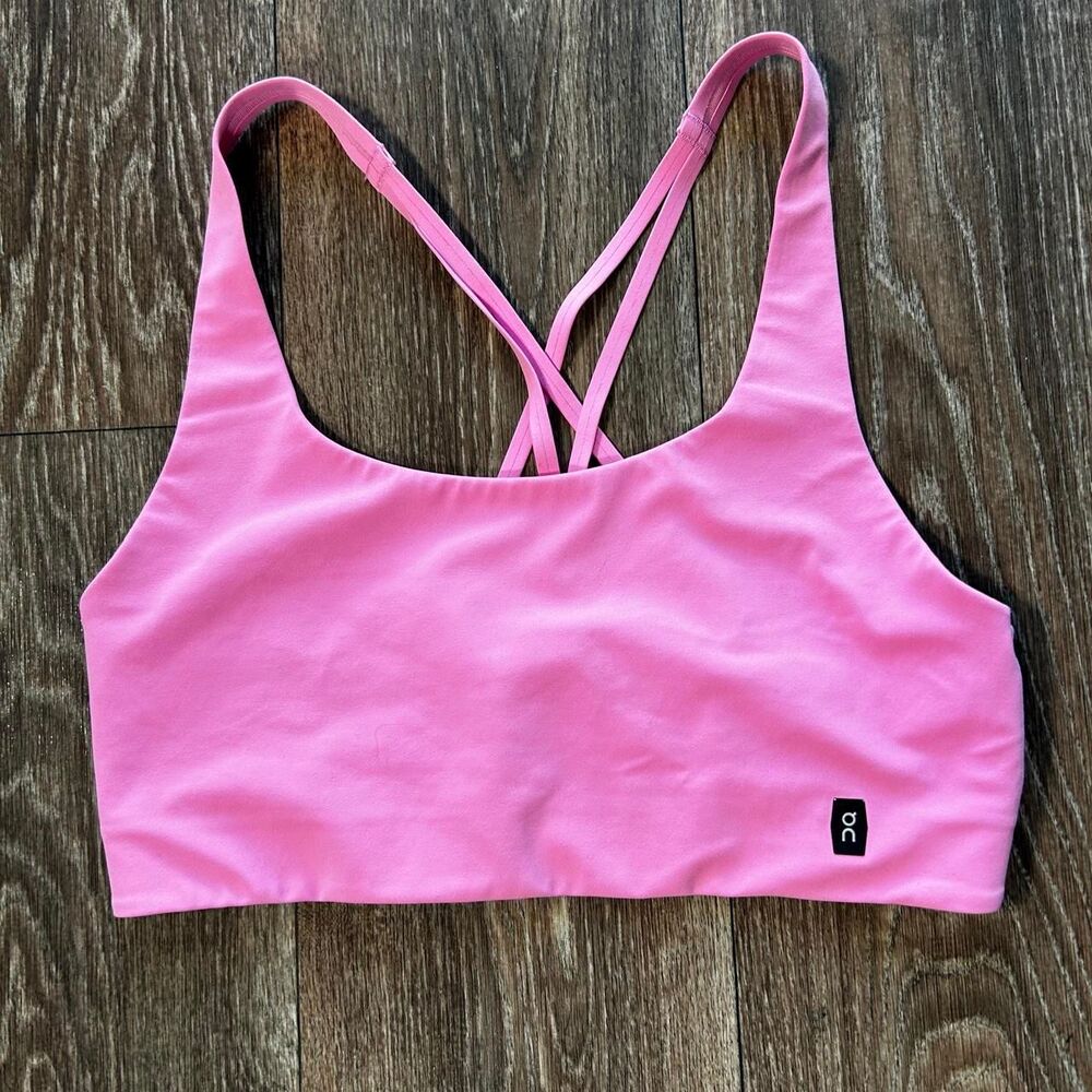 On Studio Pink Strappy Open-Back Sports Bra workout running top